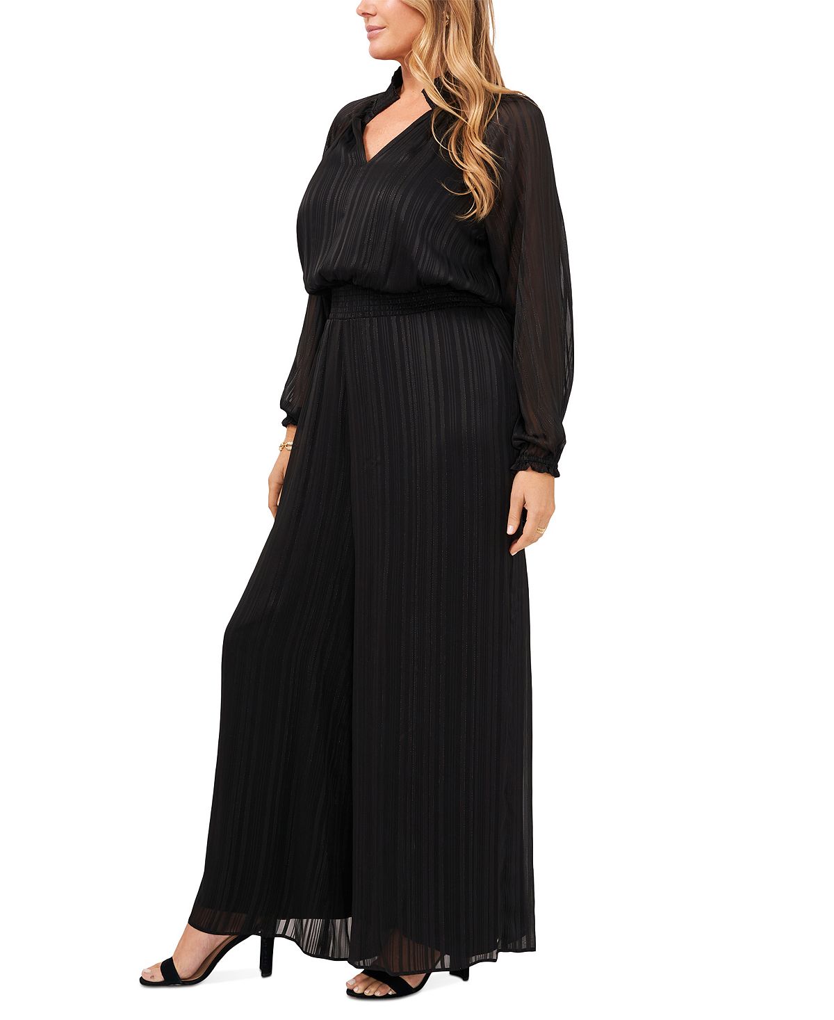 MSK Women's Smocked Waist Jumpsuit Black Size 2X