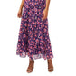 MSK Women's Sleeveless Tie Neck Tiered Maxi Dress Purple Size Medium