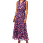 MSK Women's Sleeveless Tie Neck Tiered Maxi Dress Purple Size Medium