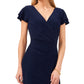 MSK Women's Surplice Sheath Dress Blue Size Large