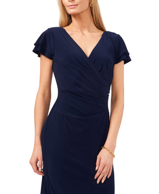 MSK Women's Surplice Sheath Dress Blue Size Large