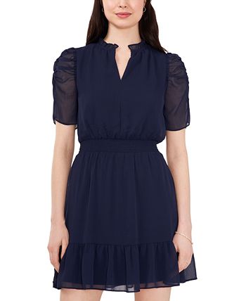 MSK Women's Ruffle Dress Blue Size Petite Small