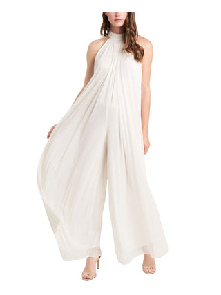 Msk Petite Glitter-Mesh Halter Jumpsuit Size Petite