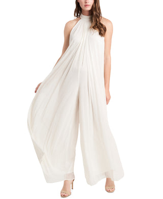 Msk Petite Glitter-Mesh Halter Jumpsuit Size Petite