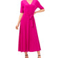 MSK Women's V Neck Midi Dress Pink Size X-Large