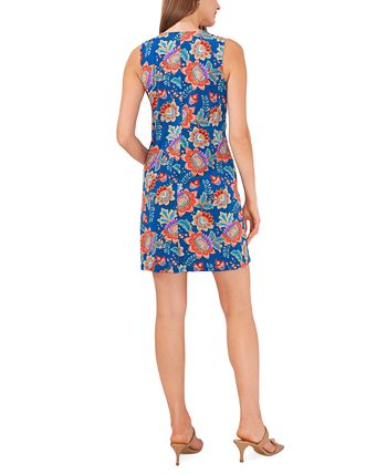 MSK Women's Printed Halter Dress Blue Size Petite X-Large