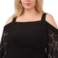 MSK Women's Cold Shoulder Beaded Sleeve Top Black Size 3X