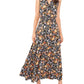 MSK Women's Floral Print Smocked Waist Tiered Maxi Dress Black Size X-Large