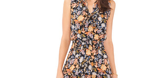 MSK Women's Floral Print Smocked Waist Tiered Maxi Dress Black Size X-Large