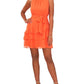1.STATE Women's Tie Waist Tiered Ruffle Dress Orange Size X-Small