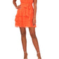 1.STATE Women's Tie Waist Tiered Ruffle Dress Orange Size X-Small