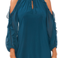 MSK Women's Cold Shoulder Split Neck Dress Blue Size Large