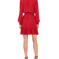 MSK Women's Solid Smocked Waist Ruffled Hem Surplice Neck Dress Red Size Small