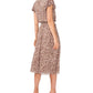 MSK Women's Flutter Sleeve Smocked Waist Midi Dress Brown Size Small