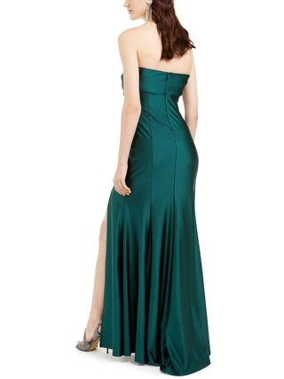 Jump Women's Satin Long Evening Dress Green Size 3