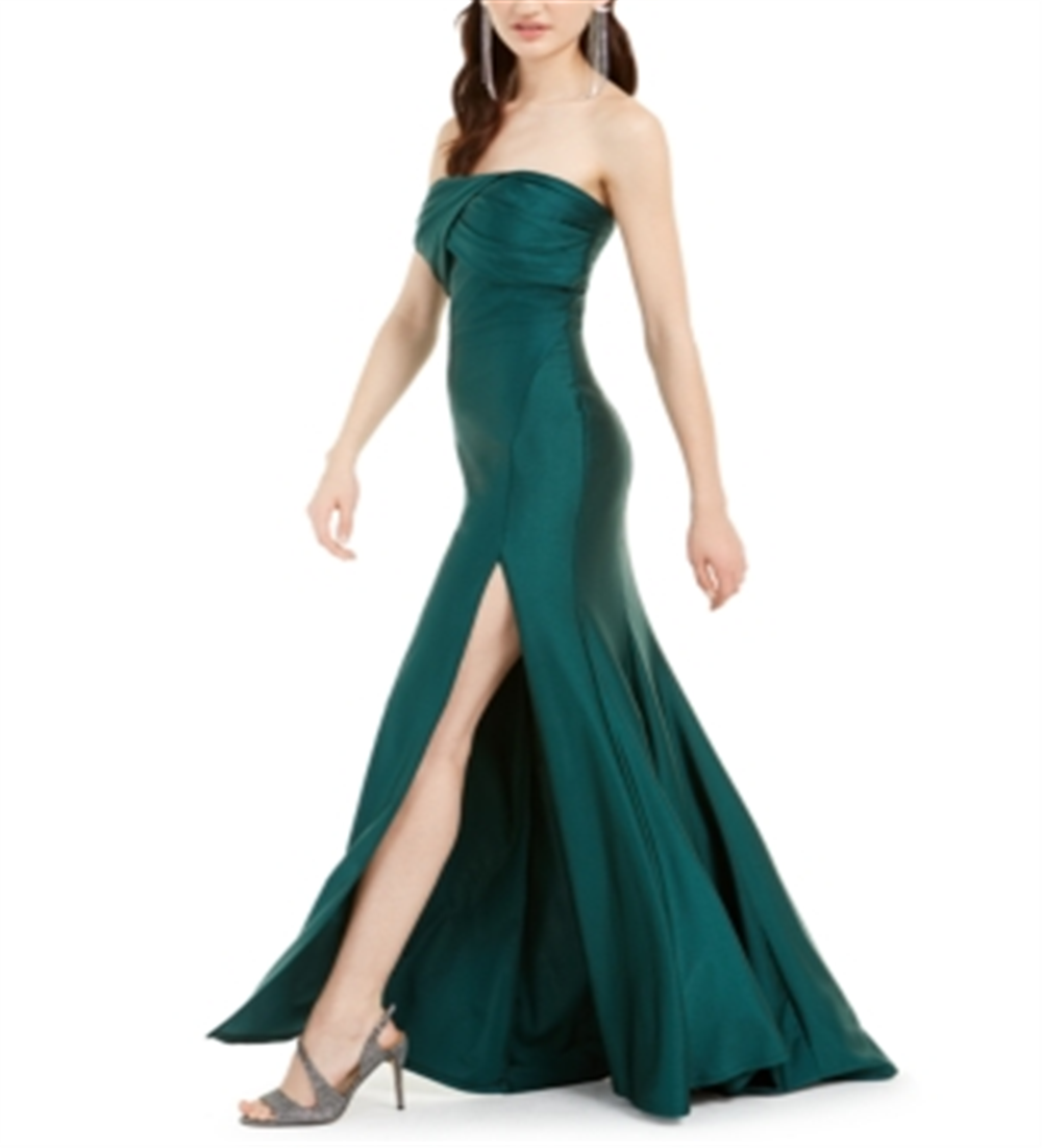 Jump Junior's Ruched Strapless Gown Green Size 9-10