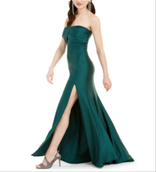 Jump Junior's Ruched Strapless Gown Green Size 9-10