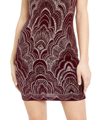 Jump Junior's Glitter Print Bodycon Dress Red Size Medium