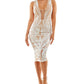Bebe Women's Sequined Illusion Bodycon Midi Dress White Size X-Large