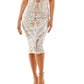 Bebe Women's Sequined Illusion Bodycon Midi Dress White Size X-Large
