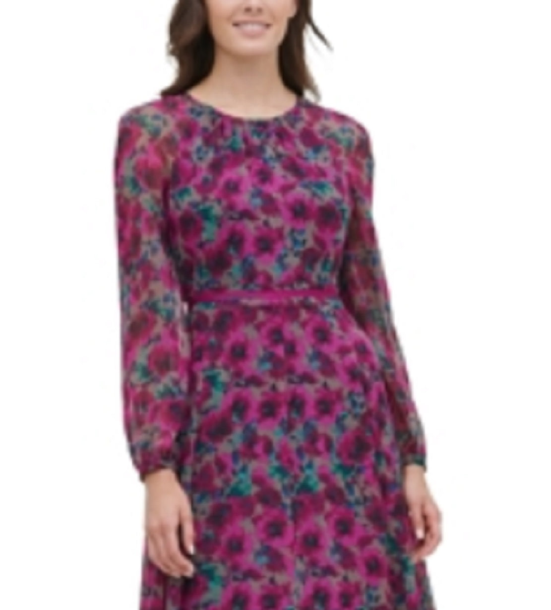 Tommy Hilfiger Women's Grove Floral Chiffon Dress Purple Size 10