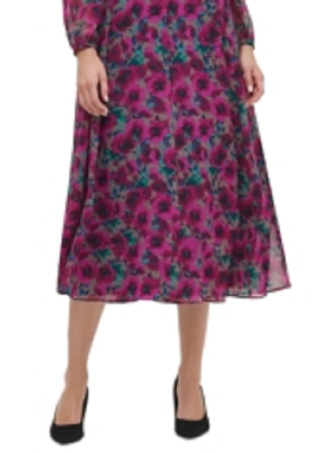 Tommy Hilfiger Women's Grove Floral Chiffon Dress Purple Size 10