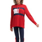 Tommy Hilfiger Women's Sport Colorblock Lightweight Flag T-Shirt Red Size Medium