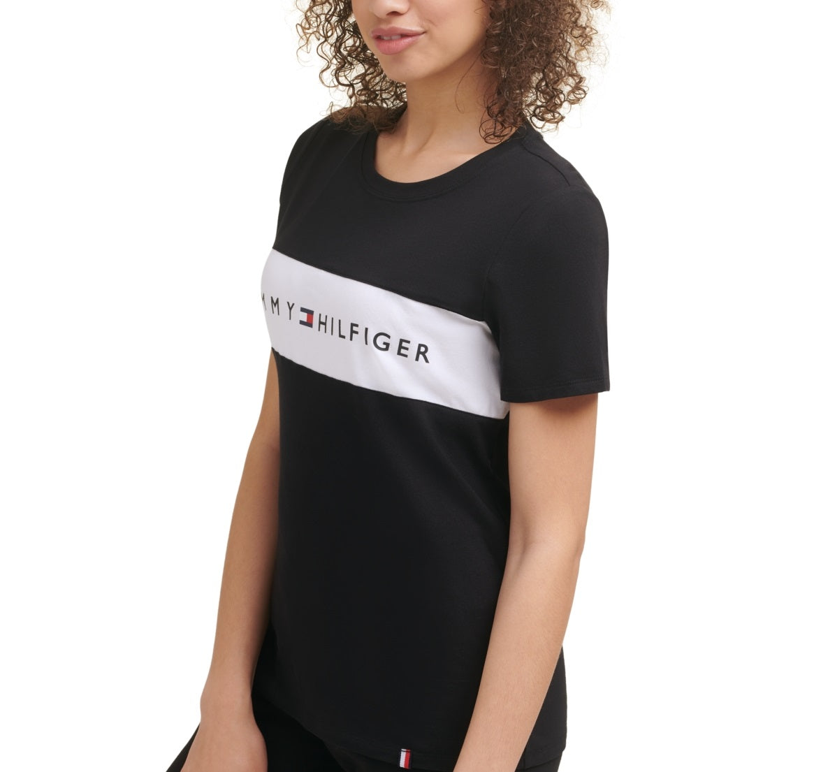 Tommy Hilfiger Women's Sport Colorblocked Logo T-Shirt Black Size Small