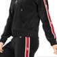 Tommy Hilfiger Women's Velour Logo Tape Zip Hoodie Black Size Small