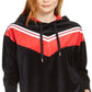 Tommy Hilfiger Women's Velour Chevron Pullover Hoodie Black Size XX-Large