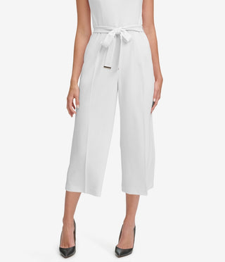Tommy Hilfiger Women's Belted Cropped Jumpsuit White Size 16