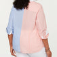 Tommy Hilfiger Women's Cotton Two Tone Striped Shirt Pink Size 3X