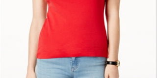 Tommy Hilfiger Women's V Neck T-Shirt Red Size Medium