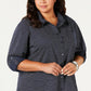 Tommy Hilfiger Women's Roll Tab Button Up Shirt Black Size 2X