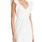 Betsey Johnson Women's Cotton Textured Ruffle Sleeve High Low Midi Dress White Size Medium