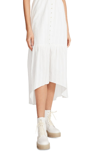 Betsey Johnson Women's Cotton Textured Ruffle Sleeve High Low Midi Dress White Size Medium