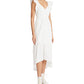 Betsey Johnson Women's Cotton Textured Ruffle Sleeve High Low Midi Dress White Size Medium