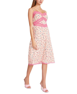 Betsey Johnson Women's Printed Lace TrimMidi Slip Dress White Size 12