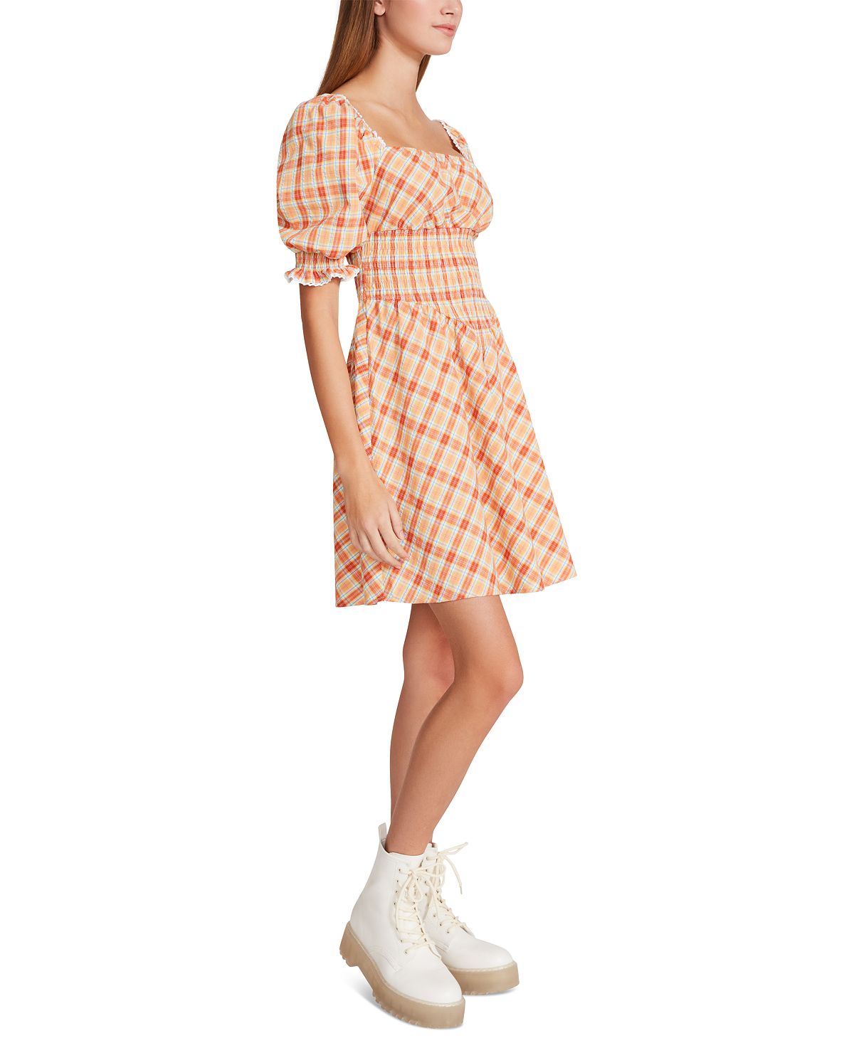 Betsey Johnson Women's Cotton Printed Fit & Flare Dress Orange Size Large