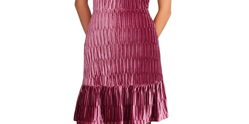Betsey Johnson Women's Velvet Knee Length Sheath Dress Pink Size Large