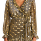 Betsey Johnson Women's Faux Wrap Metallic Star Dress Yellow Size X-Large