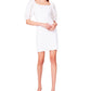 Betsey Johnson Women's Smocked Sleeve Bodycon Dress White Size Medium