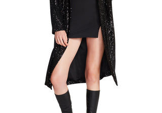 Steve Madden Show Stopper Sequin Duster Jacket Black