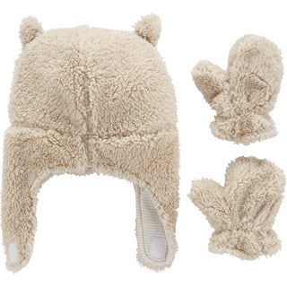 Carter's Baby Boys 2 Pc Faux Sherpa Hat & Mittens Set Brown Size 12-24 MOS