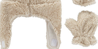 Carter's Baby Boys 2 Pc Faux Sherpa Hat & Mittens Set Brown Size 12-24 MOS