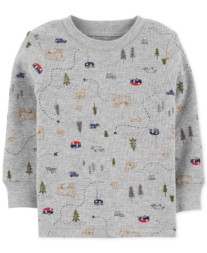 Carter's Baby Boy's 2 Pc Cotton Camping Print T-Shirt & Overalls Set Brown Size 12 Months