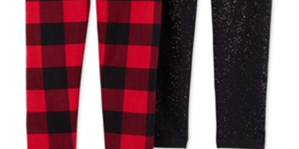 Carter's Toddler Girl's 2 Pk Buffalo Check & Sparkle Fleece Leggings Black Size 3T