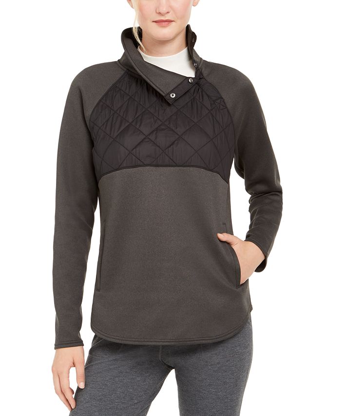 32 Degrees Women's Quilted Mockneck Pullover Grey Size Small