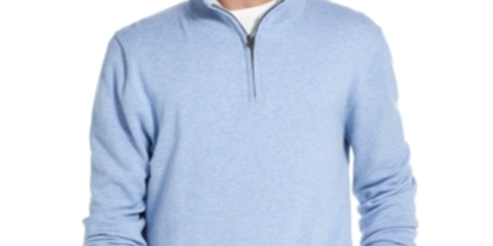 Weatherproof Vintage Men's Cotton 1/4 Zip Pullover Sweater Blue Size Large