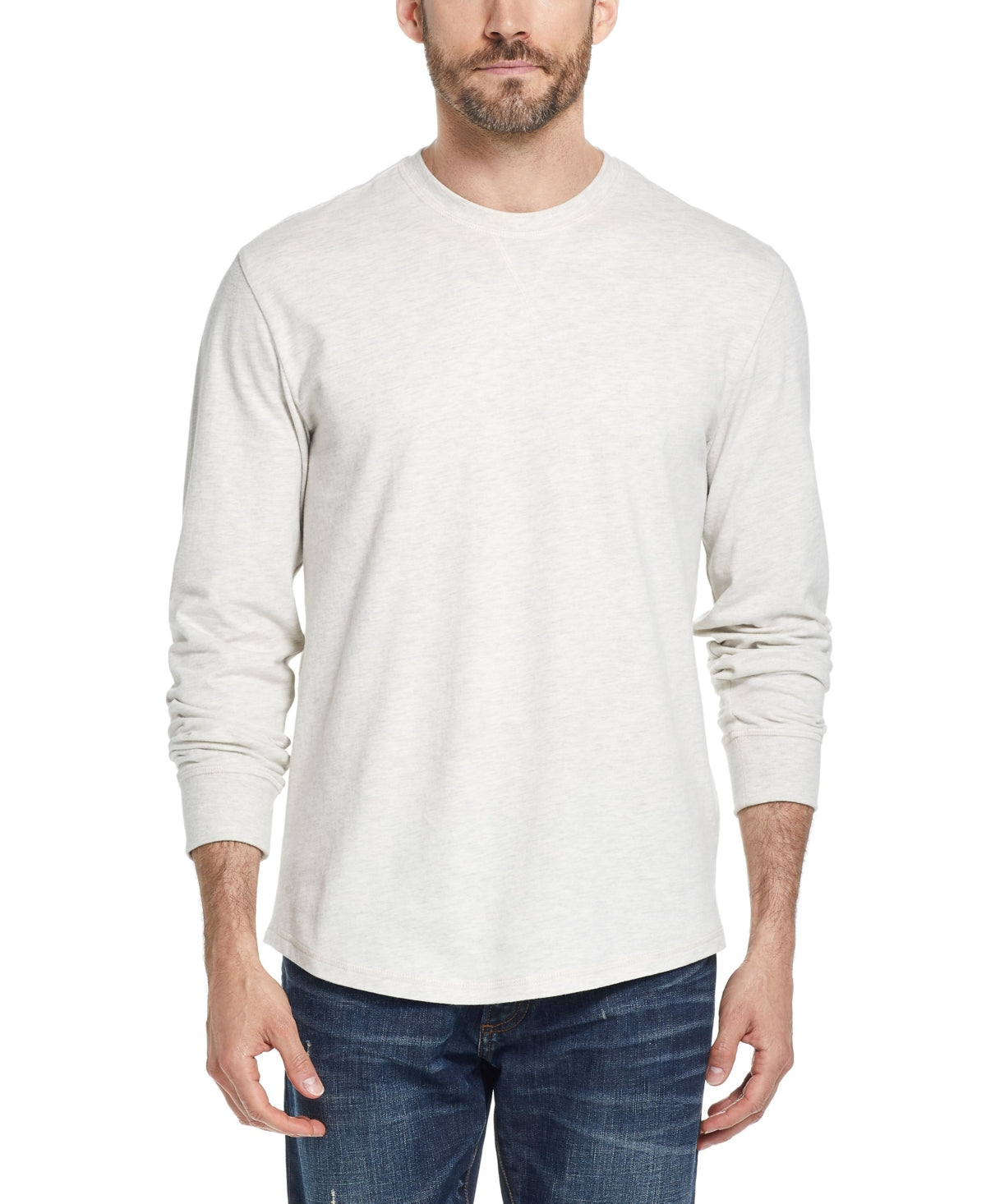 Weatherproof Vintage Men's Long Sleeve Brushed Jersey Crew Neck T-Shirt Brown Size Large